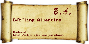 Báling Albertina névjegykártya